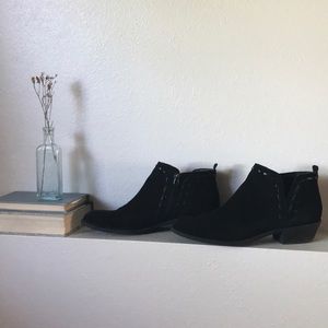 Black suede Franco Sarto ankle booties